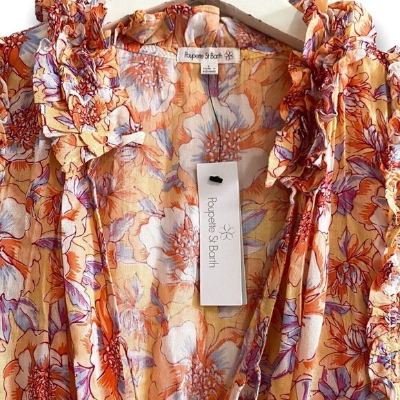 NWT ‎ Poupette St Barth Triny Floral Mini dress, Size L, Orange Esterel - Picture 16 of 16
